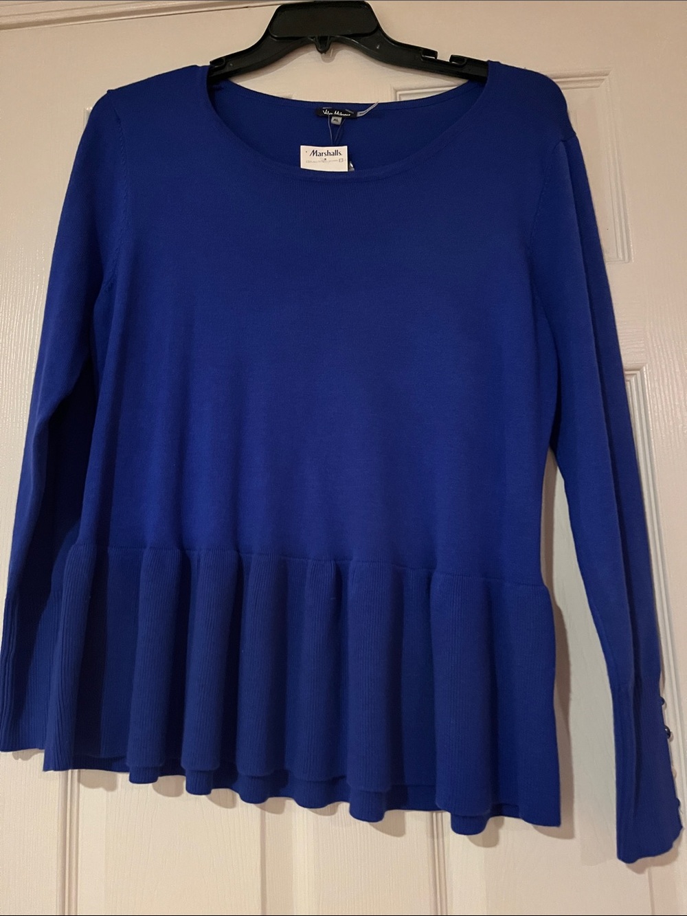 Vila Milano Cobalt Blue Long-Sleeve Peplum Top